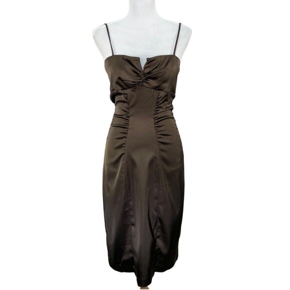 Vintage Cache Dark Olive Green Short Formal Sheath Dress - Women's Size 8 - Picture 1 of 8